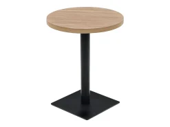 Mesa bistro de MDF y acero Redonda 60 x 75 cm Color roble