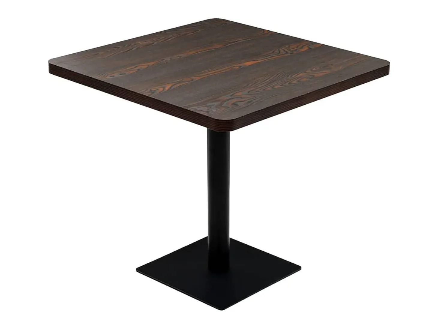 Mesa bistro de MDF y acero Cuadrada 80 x 80 x 75 cm Fresno oscuro