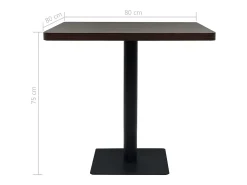Mesa bistro de MDF y acero Cuadrada 80 x 80 x 75 cm Fresno oscuro