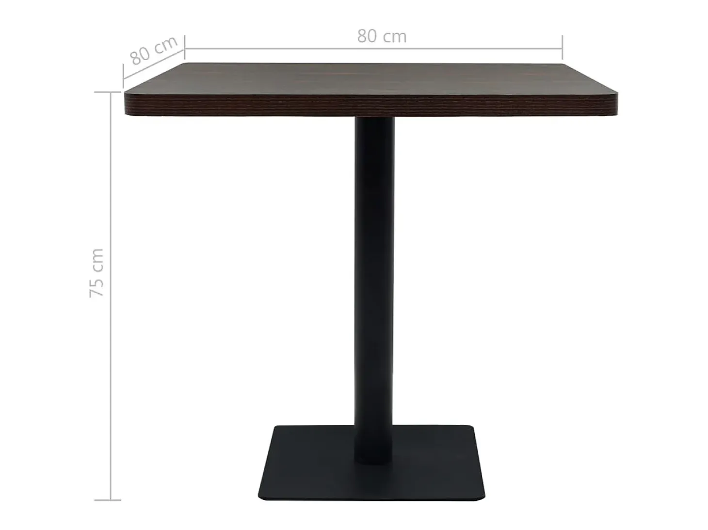 Mesa bistro de MDF y acero Cuadrada 80 x 80 x 75 cm Fresno oscuro