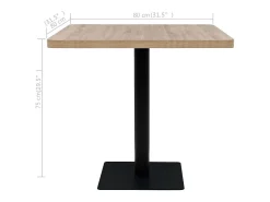 Mesa bistro de MDF y acero Cuadrada 80x80x75 cm Color roble