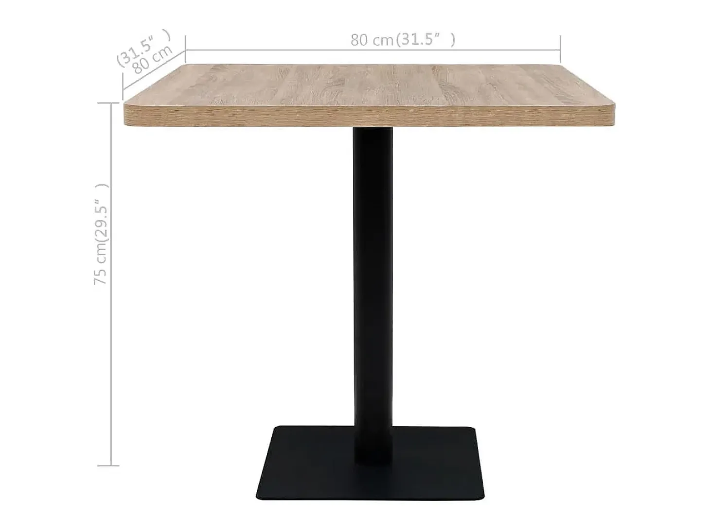 Mesa bistro de MDF y acero Cuadrada 80x80x75 cm Color roble