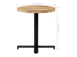 Mesa bistro redonda Ø70x75 cm Madera de mango en bruto