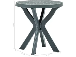 Mesa bistro verde plástico Ø70 cm ES775092