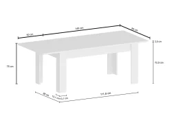 Mesa blanco brillante extensible 140-190 x 90 cm para comedor Jesi Light
