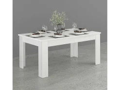 Mesa blanco brillante extensible 140-190 x 90 cm para comedor Jesi Light