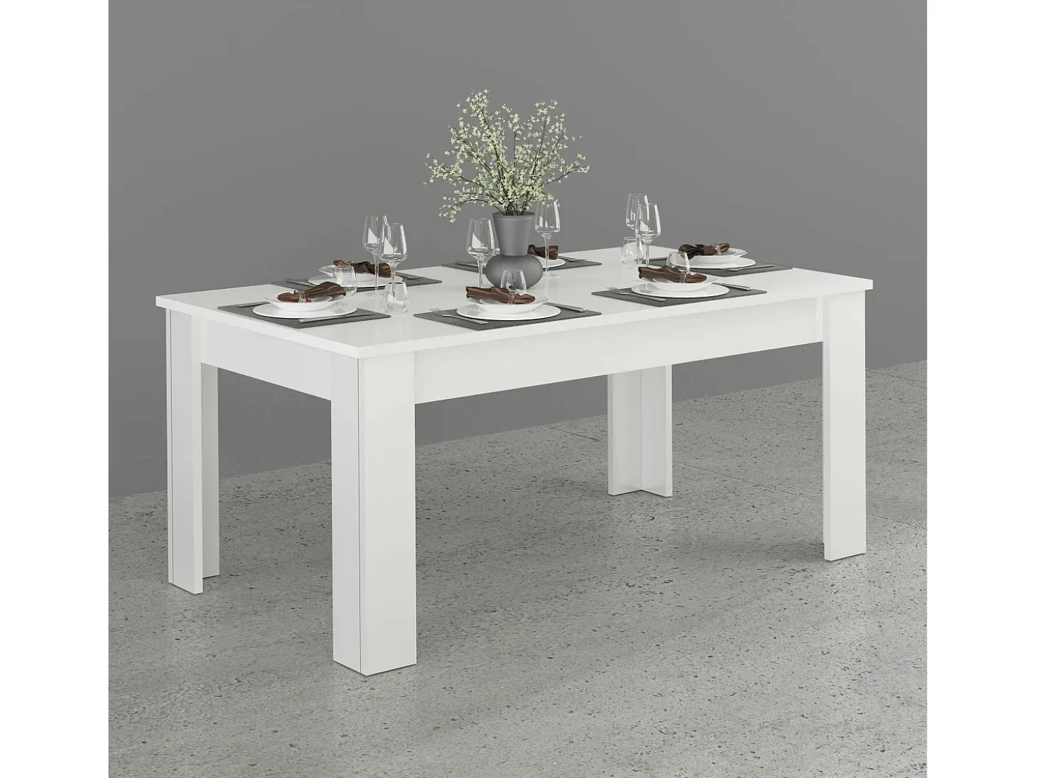 Mesa blanco brillante extensible 140-190 x 90 cm para comedor Jesi Light
