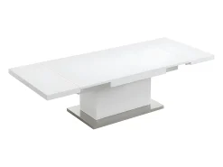 Mesa centro 2 en 1: Mesa comedor y mesa centro. 4 a 6 comensales. MDF. Blanco. LAURIA