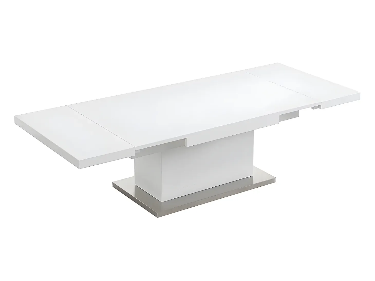 Mesa centro 2 en 1: Mesa comedor y mesa centro. 4 a 6 comensales. MDF. Blanco. LAURIA