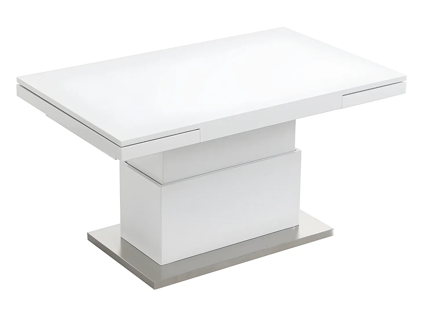 Mesa centro 2 en 1: Mesa comedor y mesa centro. 4 a 6 comensales. MDF. Blanco. LAURIA
