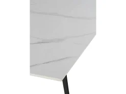 Mesa cerámica extensible blanca 180/260x95 con pie metal color negro