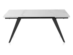 Mesa cerámica extensible blanca 180/260x95 con pie metal color negro