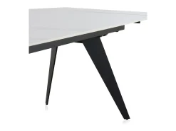 Mesa cerámica extensible blanca 180/260x95 con pie metal color negro