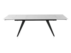 Mesa cerámica extensible blanca 180/260x95 con pie metal color negro