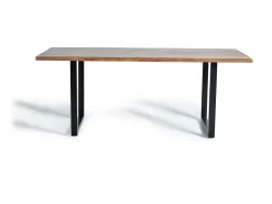 Mesa comedor en madera acacia natural y patas de metal negro
