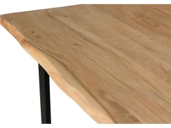 Mesa comedor en madera acacia natural y patas de metal negro