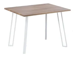 Mesa Comedor en Madera Estilo Industrial, Patas metálicas Blancas, Mesa Rectangular, Medidas 100 cm (Largo) x 70 cm (Ancho) 76 cm (Alto)