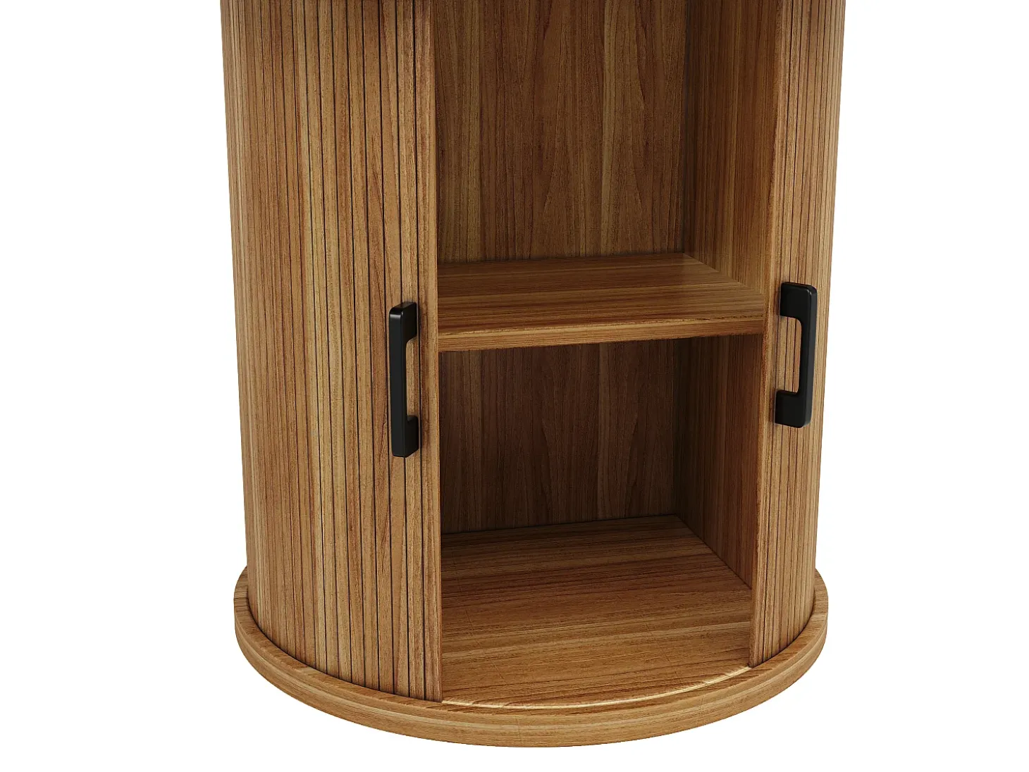 Mesa comedor extensible - MDF - Mesa redonda - 118-158 cm - 6 personas - 1 puerta - 2 estantes - natural