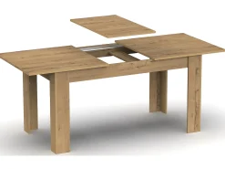 Mesa Comedor extensible en aglomerado y melamina color Roble dorado - Longitud 140-195 x Profundidad 80 x Altura 77 cm