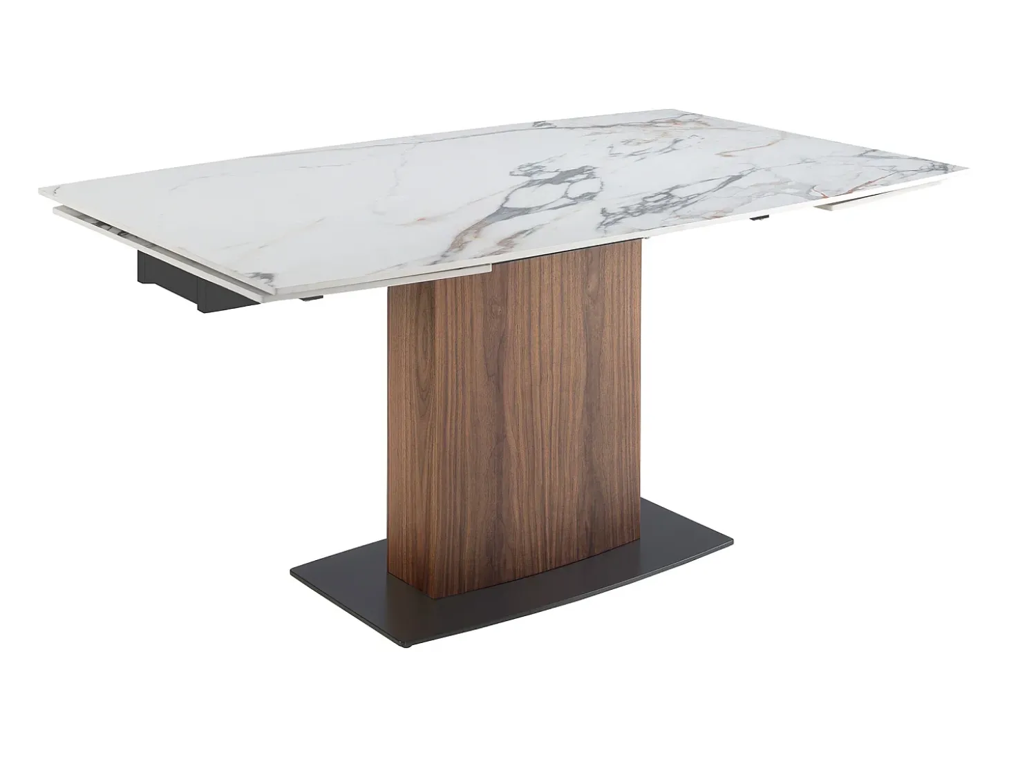 Mesa comedor extensible ovalada barril mármol porcelánico y nogal 1133 ANGEL CERDA