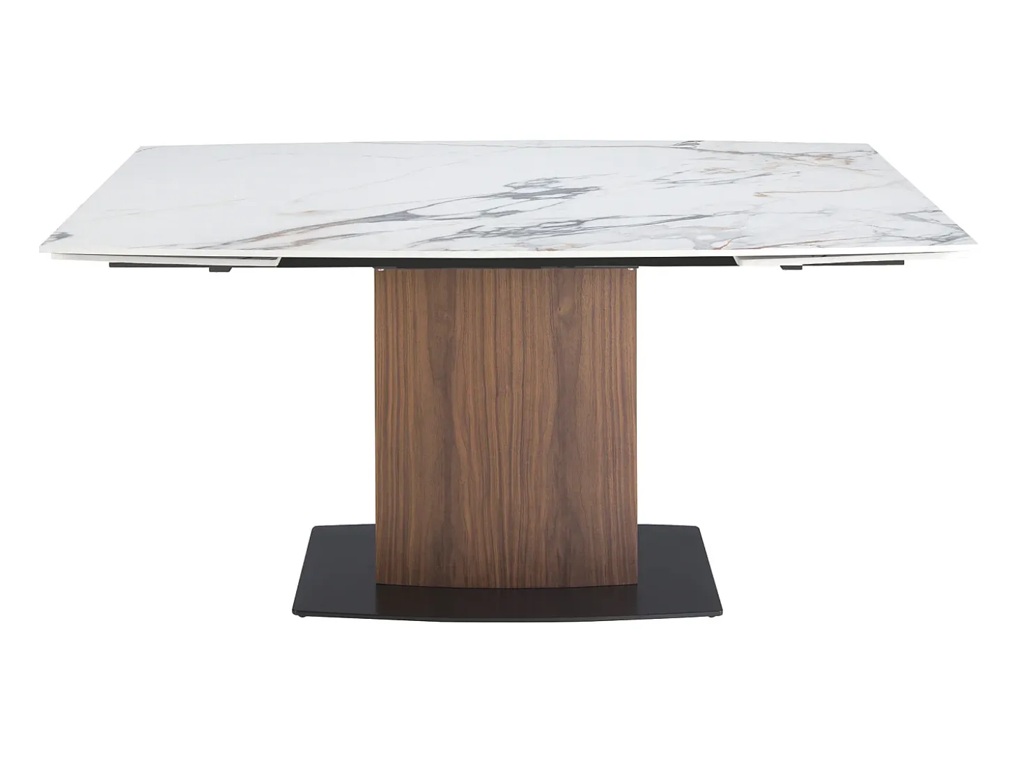 Mesa comedor extensible ovalada barril mármol porcelánico y nogal 1133 ANGEL CERDA
