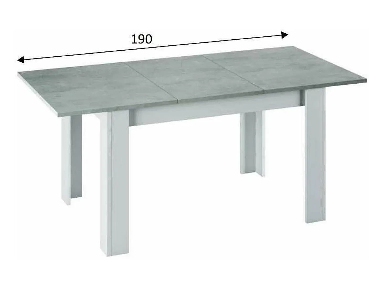 Mesa comedor extensible Paris en color cemento-blanco artik 78 cm(alto)140-190 cm(ancho)90