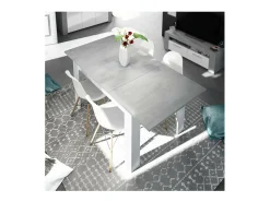 Mesa comedor extensible Paris en color cemento-blanco artik 78 cm(alto)140-190 cm(ancho)90