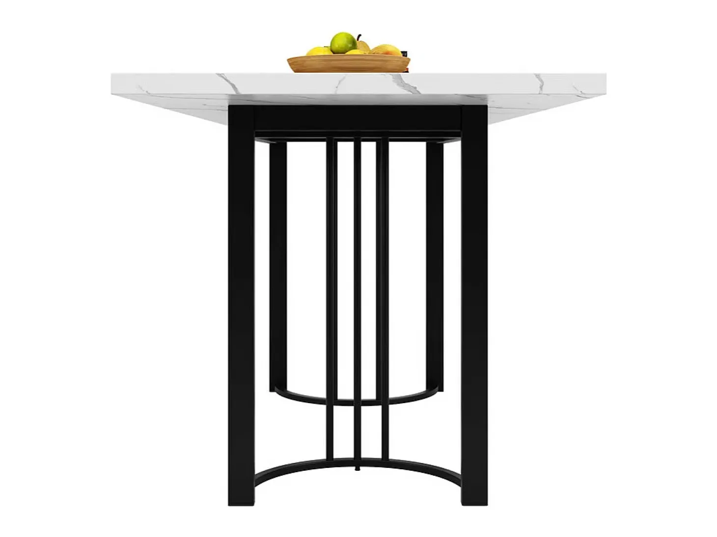 Mesa comedor extensible para 6-8 personas en MDF y metal - Efecto mármol blanco - 140/179,5x80x75,5 cm