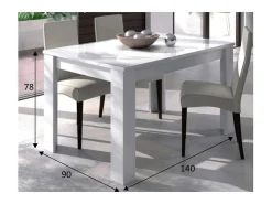 Mesa comedor extensible Paris en color blanco brillo 78 cm(alto)140-190 cm(ancho)90 cm(lar