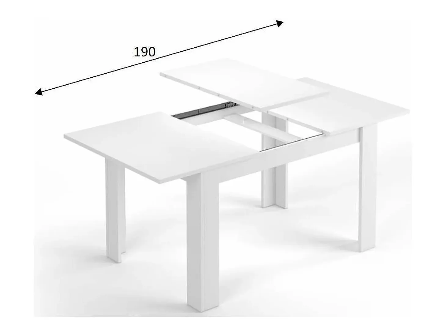Mesa comedor extensible Paris en color blanco brillo 78 cm(alto)140-190 cm(ancho)90 cm(lar