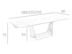 Mesa comedor extensible rectangular mármol porcelánico y acero negro 1014 ANGEL CERDA