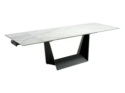 Mesa comedor extensible rectangular mármol porcelánico y acero negro 1014 ANGEL CERDA