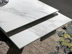 Mesa comedor extensible rectangular mármol porcelánico y acero negro 1014 ANGEL CERDA