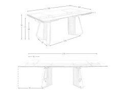 Mesa comedor extensible rectangular cristal templado, nogal y acero cromado 1159 ANGEL CERDA