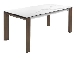 Mesa comedor extensible rectangular mármol porcelánico y nogal 1095 ANGEL CERDA
