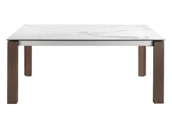 Mesa comedor extensible rectangular mármol porcelánico y nogal 1095 ANGEL CERDA