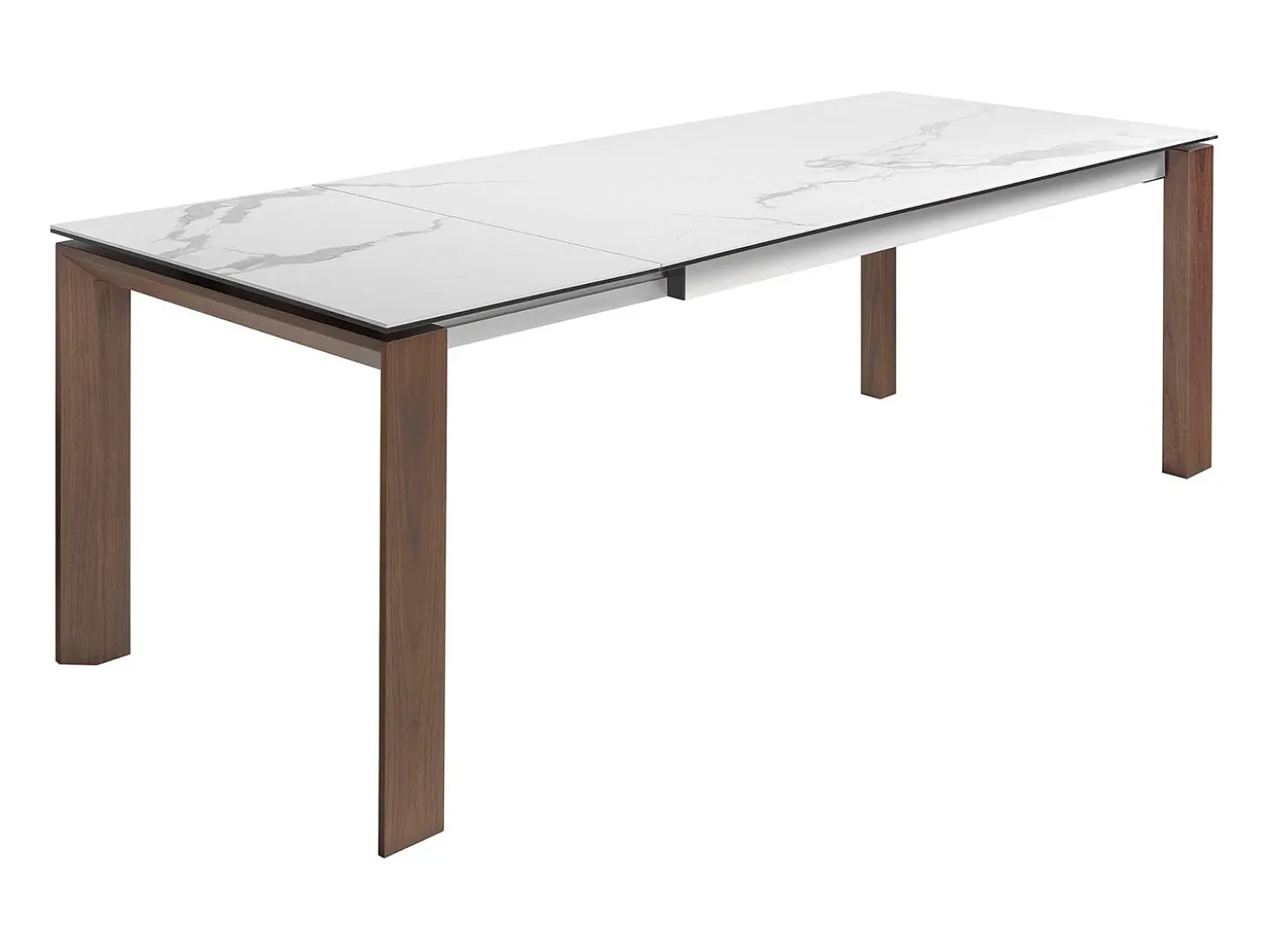 Mesa comedor extensible rectangular mármol porcelánico y nogal 1095 ANGEL CERDA