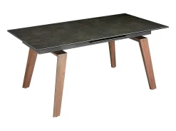 Mesa comedor extensible rectangular mármol porcelánico y nogal 1026 ANGEL CERDA