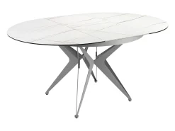 Mesa comedor extensible redonda mármol porcelánico y acero gris 1119 ANGEL CERDA