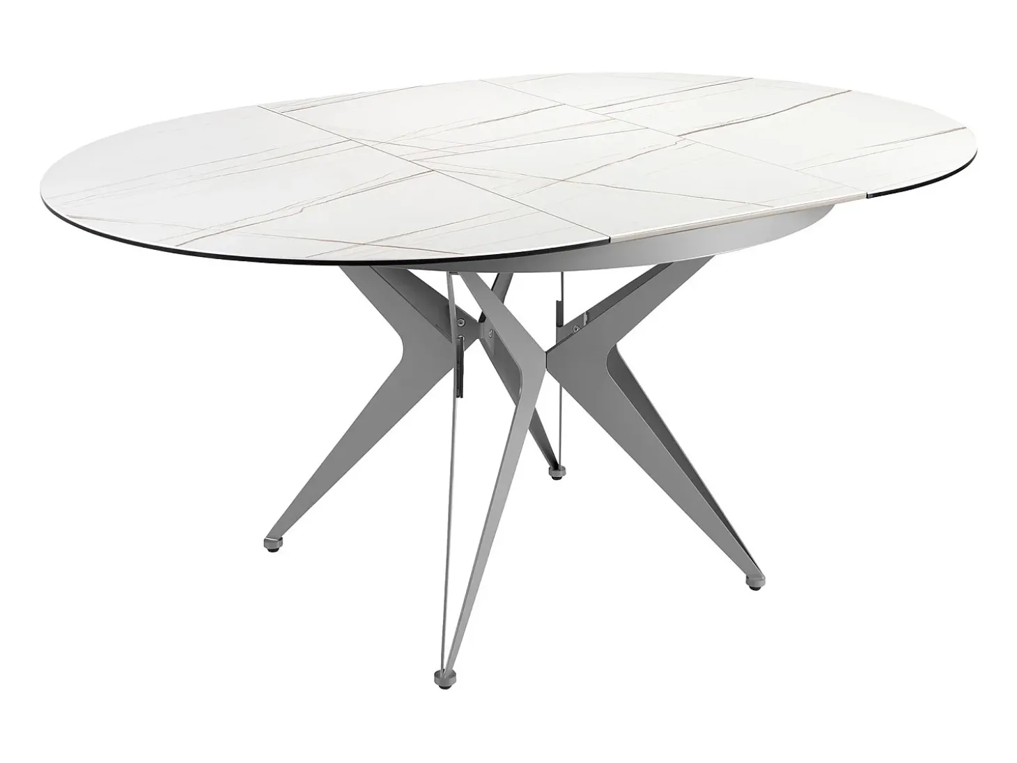 Mesa comedor extensible redonda mármol porcelánico y acero gris 1119 ANGEL CERDA