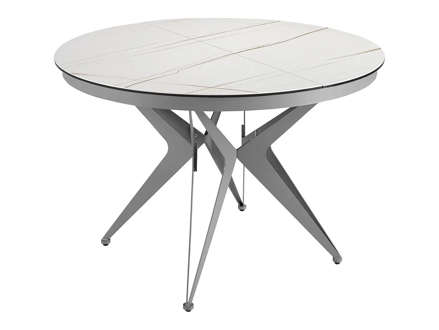Mesa comedor extensible redonda mármol porcelánico y acero gris 1119 ANGEL CERDA
