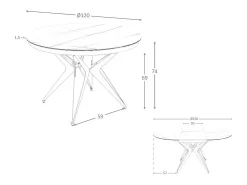 Mesa comedor extensible redonda mármol porcelánico y acero gris 1119 ANGEL CERDA