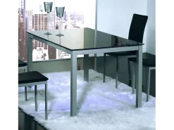 Mesa Comedor Fija Cadell Cristal Negro Metal 140x190 cm
