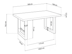 Mesa comedor Lis roble nordish/negro industrial 160x100x75 cm