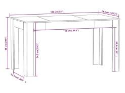 Mesa comedor madera contrachapada roble ahumado 140x74,5x76 cm
