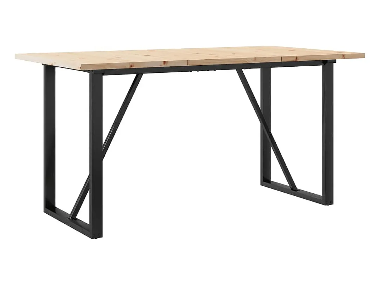 Mesa comedor marco O madera maciza pino y hierro 140x80x75,5 cm ES132441