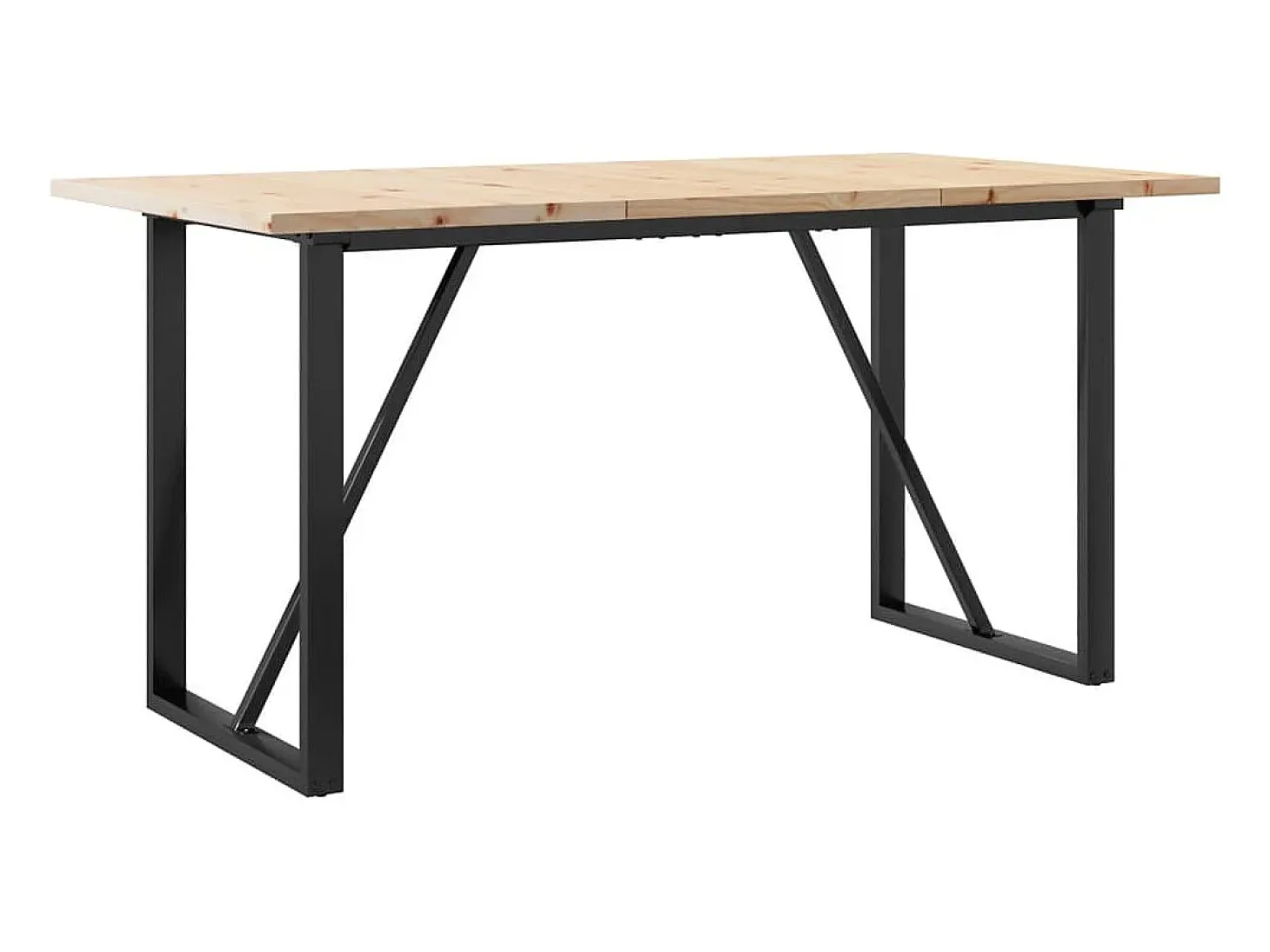 Mesa comedor marco O madera maciza pino y hierro 160x80x75,5 cm ES142670