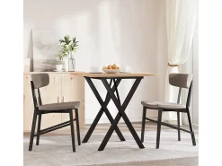 Mesa comedor marco X madera maciza pino y hierro 70x70x75,5 cm
