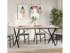Mesa comedor marco X madera maciza pino y hierro 180x90x75,5 cm ES151914