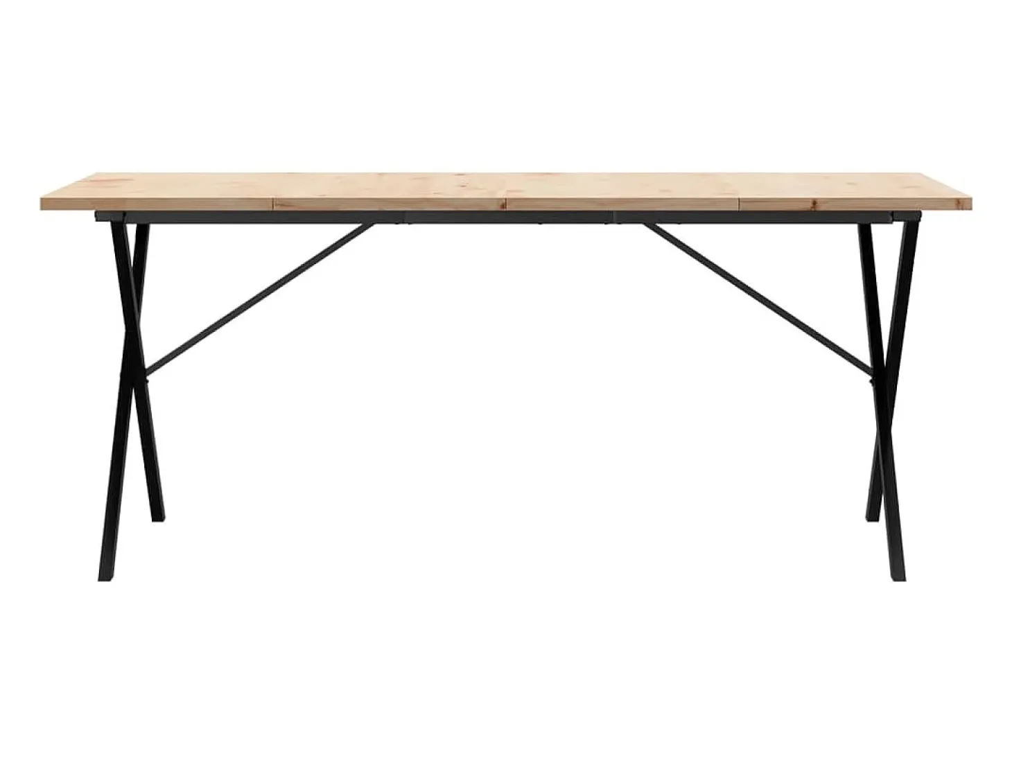 Mesa comedor marco X madera maciza pino y hierro 180x90x75,5 cm ES151914